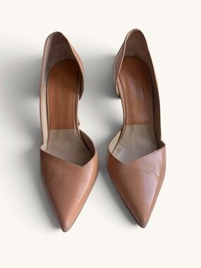 Zara Creamy Tan Pointed Toe D'Orsay Heels Pumps